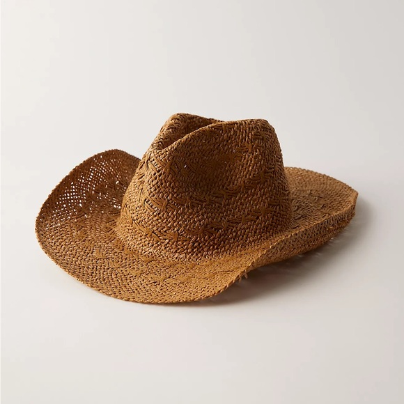 NWT Free People Candy Woven Cowboy Hat in Natural Combo - Picture 3 of 7